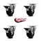 Service Caster 3.5'' Soft Rubber Wheel Swivel Bolt Hole Caster Set with Posi Lock Brakes, 4PK SCC-BH20S3514-SRS-PLB-4 - alternate 3
